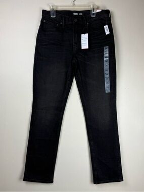 Old Navy Black Straight Built in Tough Flex Jeans Mens Size 32x34 NWT